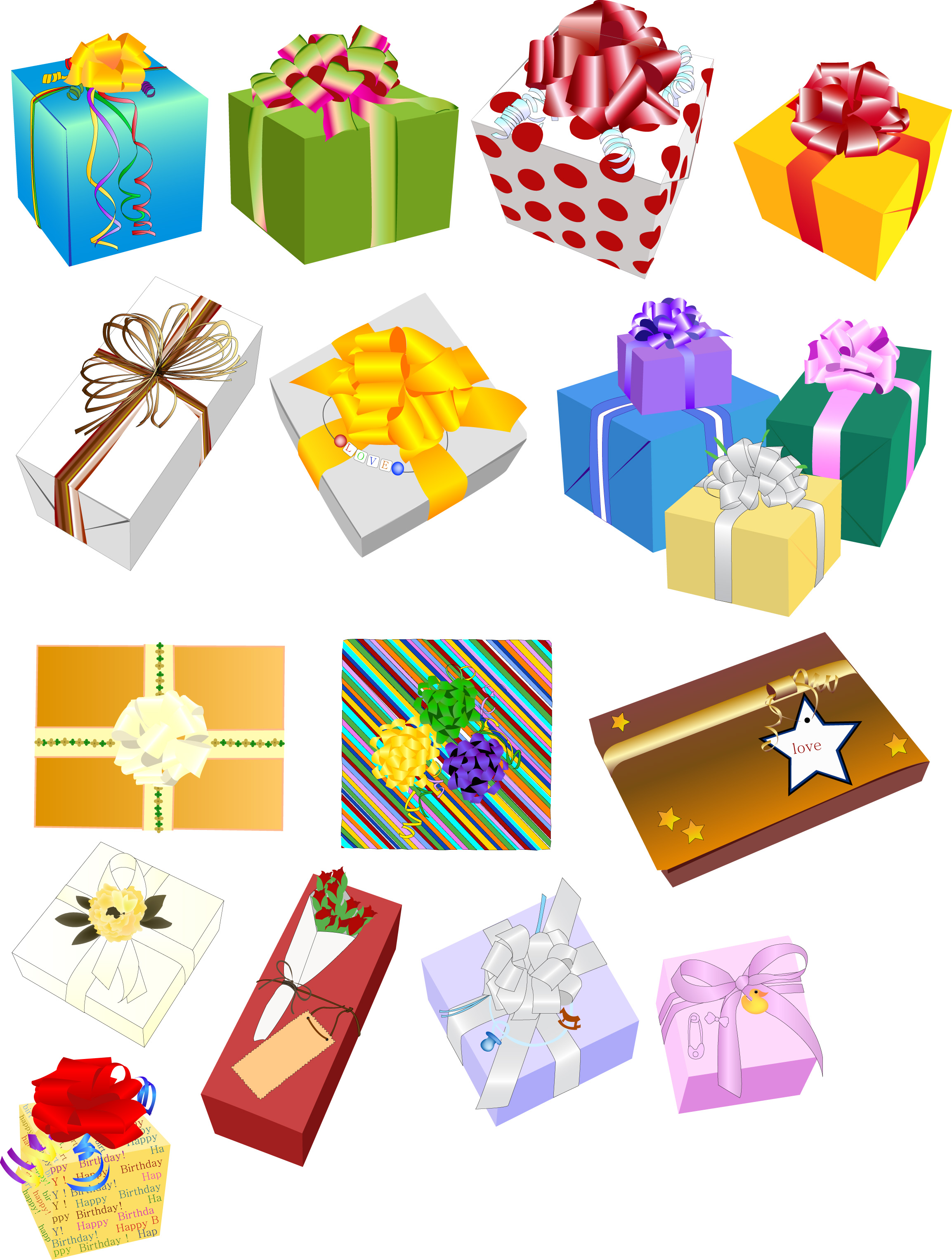 Векторные коробки с подарками